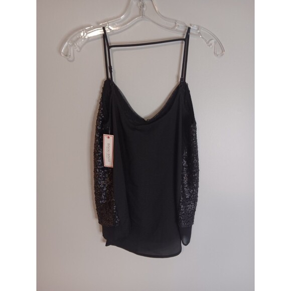 New Bisou Bisou Sequin Cami Tank Top Black Sz XS - Picture 2 of 6
